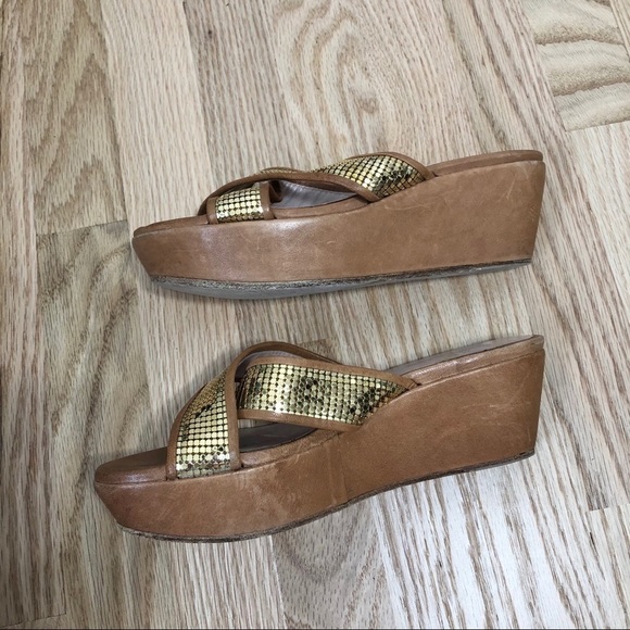 Stuart Weitzman Gold Wrap Platform Sandals Sz 6.5 - Picture 3 of 6